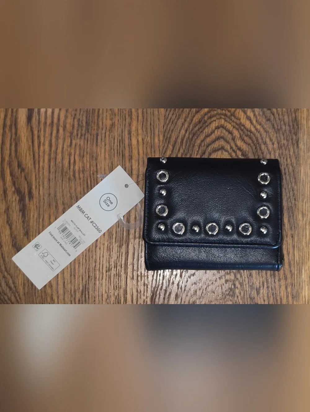 No Boundaries Women's Studded Moto Flap Wallet In Black NWT